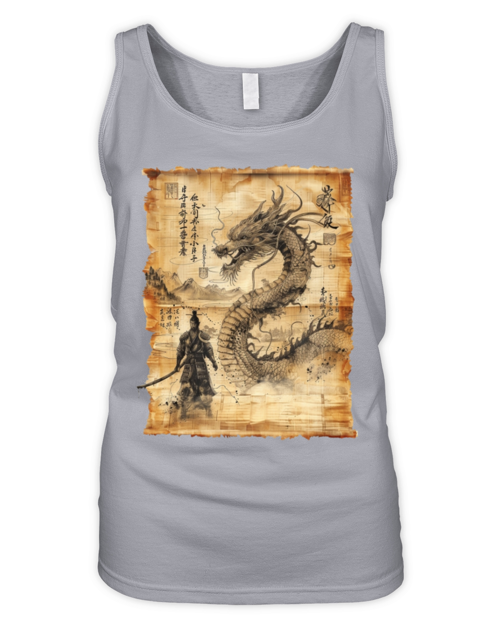 Retro Dragon Papyrus Scroll Japanese Art Organic Women's Tank Top