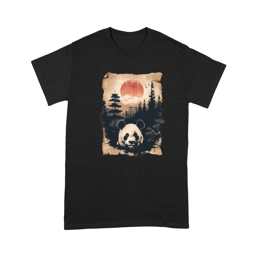 Sunset Scenery Papyrus Scroll Japanese Art Panda Premium T-shirt