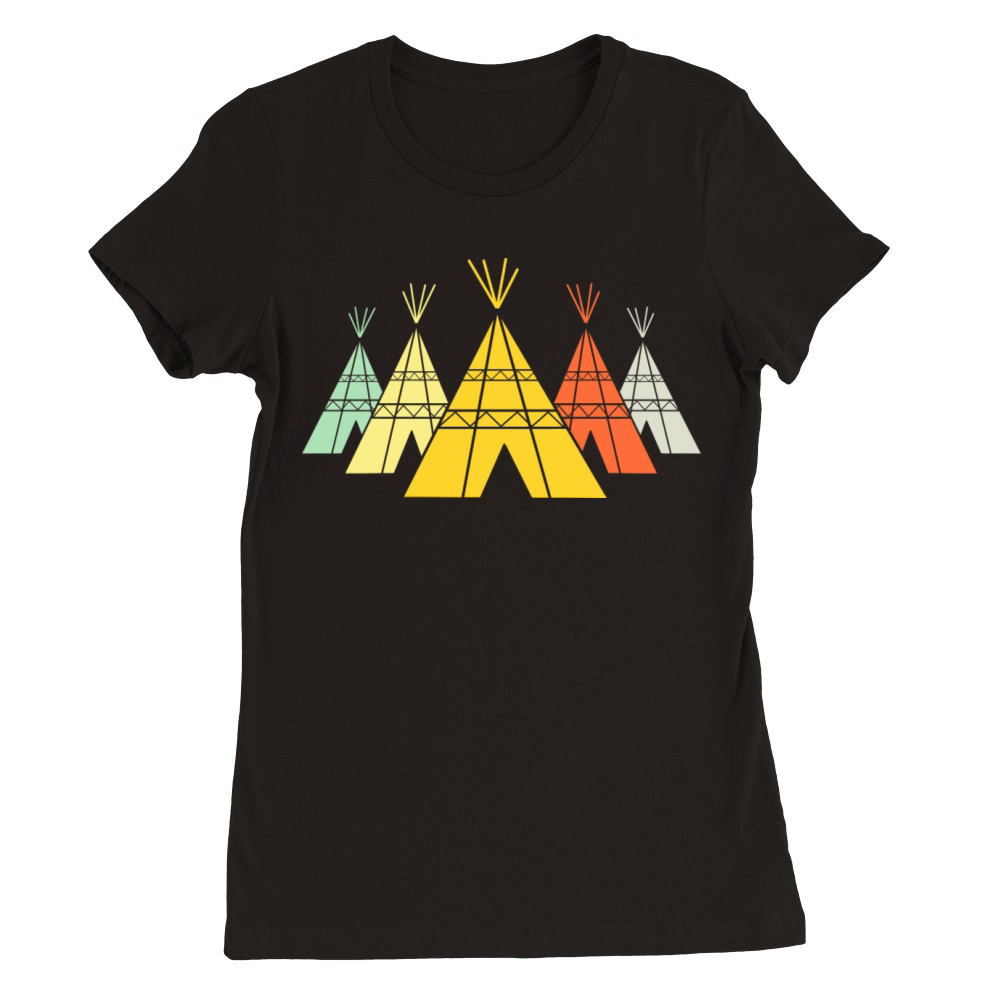 Native American Tipi Teepee Retro T-Shirt Premium Womens Crewneck T-shirt