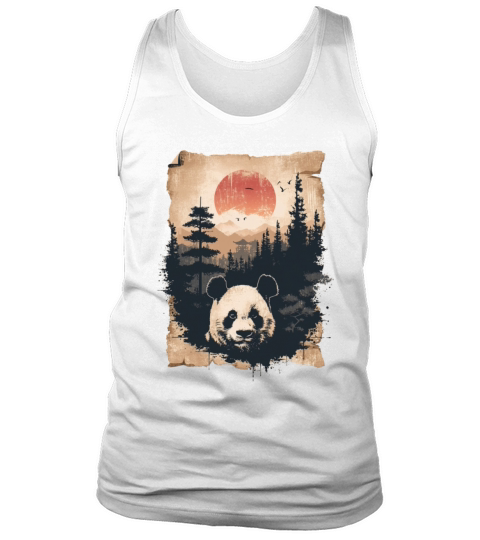 Sunset Scenery Papyrus Scroll Japanese Art Panda Tank Top Unisex