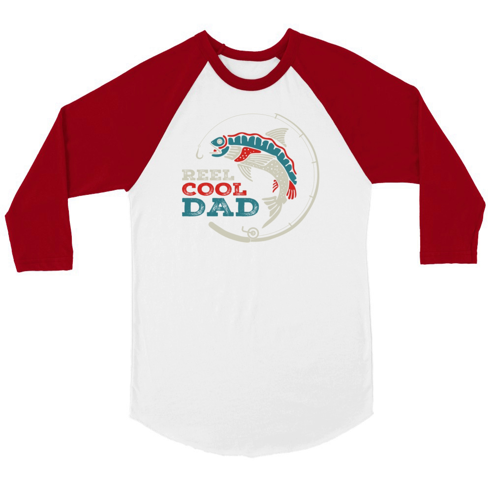 Reel Cool Dad Lover Fishing Unisex ¾ sleeve Raglan T-shirt