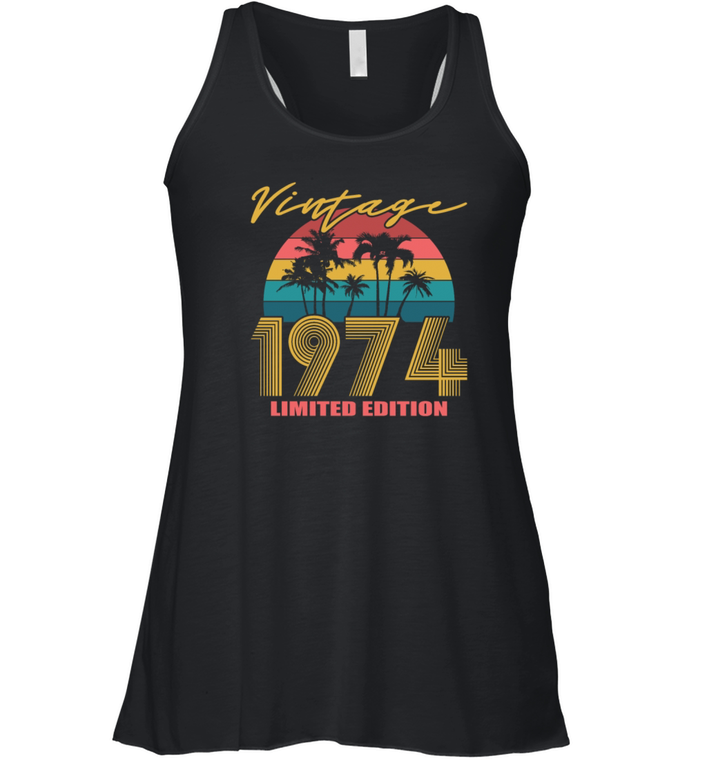 50th birthday vintage 1974 born in 1974 Women's Flowy Tank Top