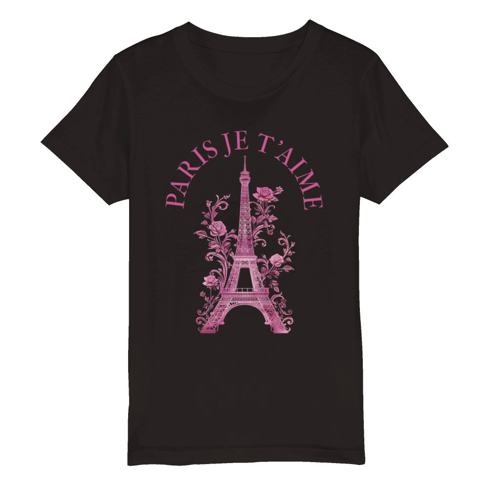 Paris France Eiffel Tower Souvenir Organic Kids Crewneck T-shirt