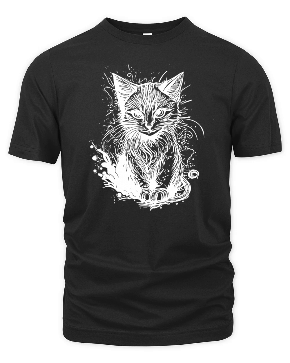 Cuddly Little Cat In Vintage Tattoo Style Organic Unisex T-shirt