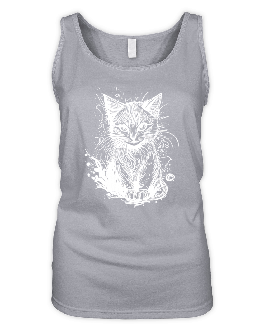 Cuddly Little Cat In Vintage Tattoo Style Organic Women's Tank Top
