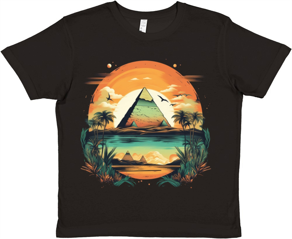 The pyramids the Nile River and date palms Premium Kids Crewneck T-shirt