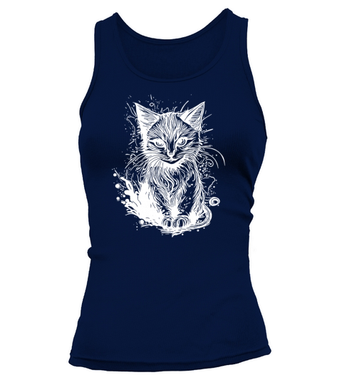 Cuddly Little Cat In Vintage Tattoo Style Tank top Woman