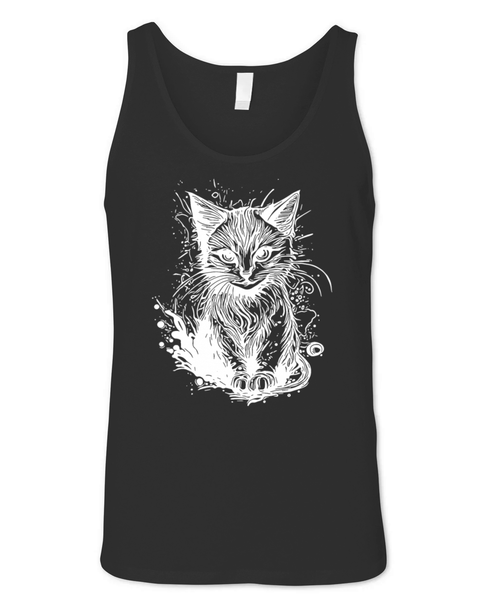 Cuddly Little Cat In Vintage Tattoo Style Unisex Jersey Tank