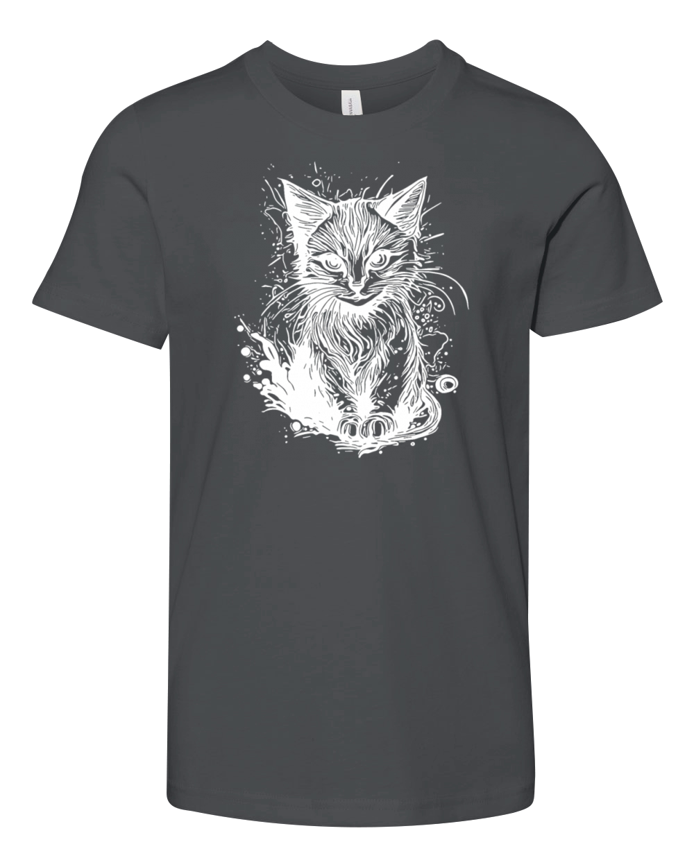 Cuddly Little Cat In Vintage Tattoo Style Youth Unisex Jersey Tee