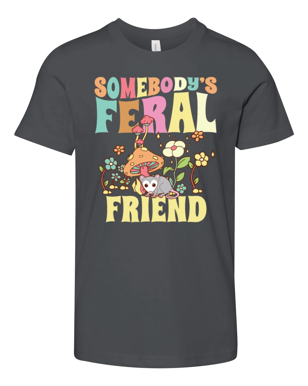 Somebodys Feral Friend Wild Bestie Opossum Youth Unisex Jersey Tee