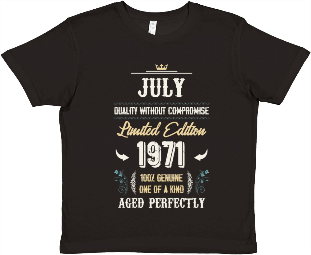 July 1971 Vintage Birthday Present Premium Kids Crewneck T-shirt
