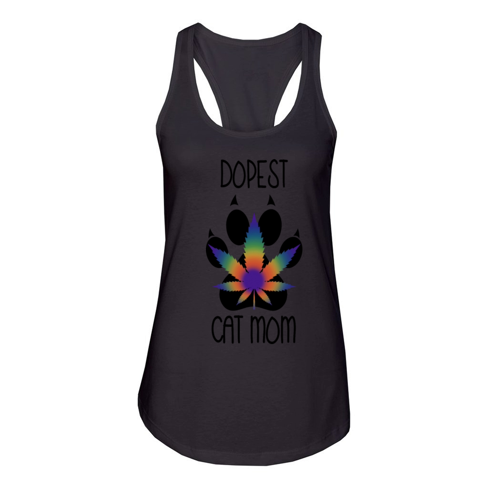 Dope Cat Mom Marijuana Who Loves Cats Women's Racerback Tank