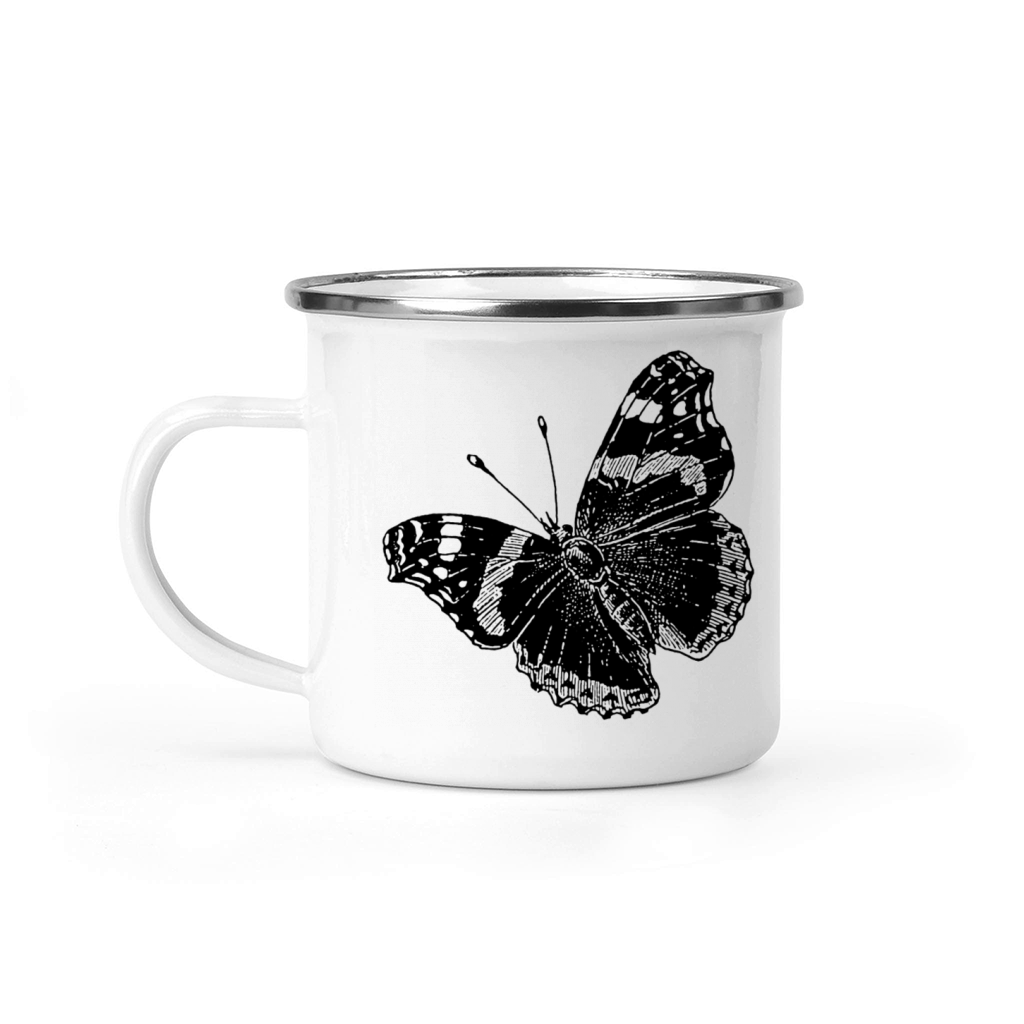 Butterfly Black Silhouette Camping Mug