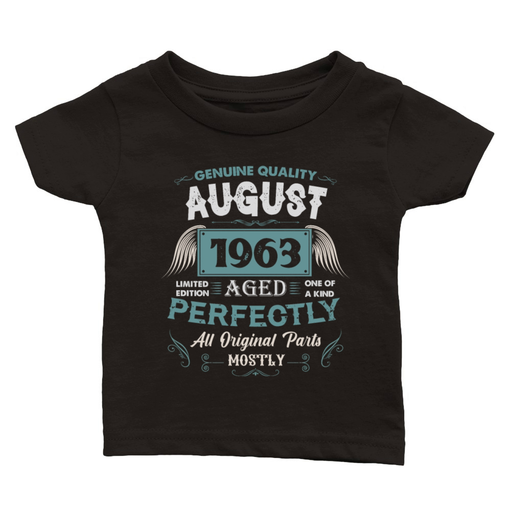 August 1963 Vintage Birthday Present Classic Baby Crewneck T-shirt
