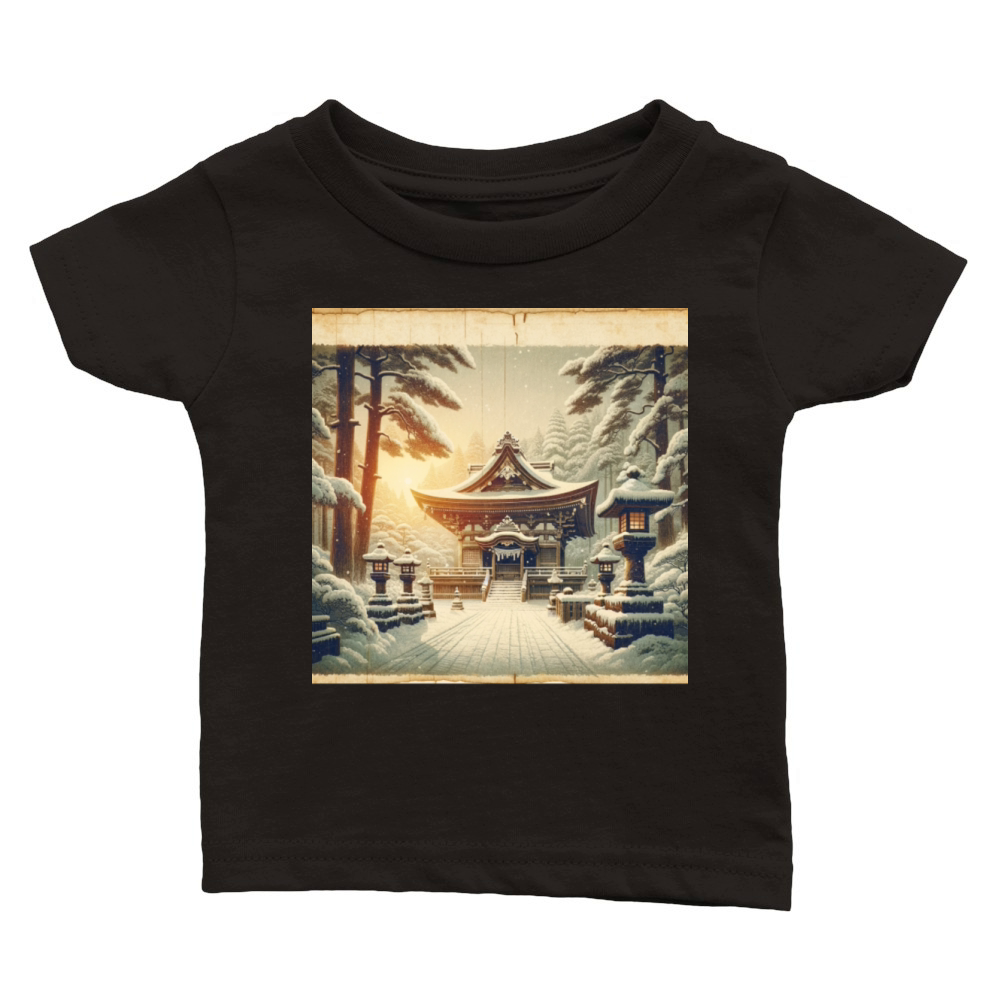Classic Temple Shrine Scenery Papyrus Scroll Classic Baby Crewneck T-shirt