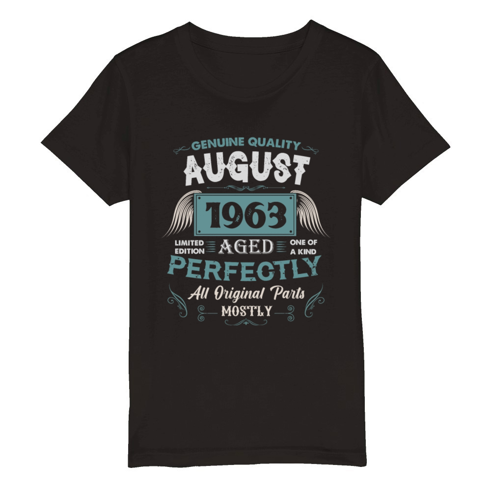 August 1963 Vintage Birthday Present Organic Kids Crewneck T-shirt
