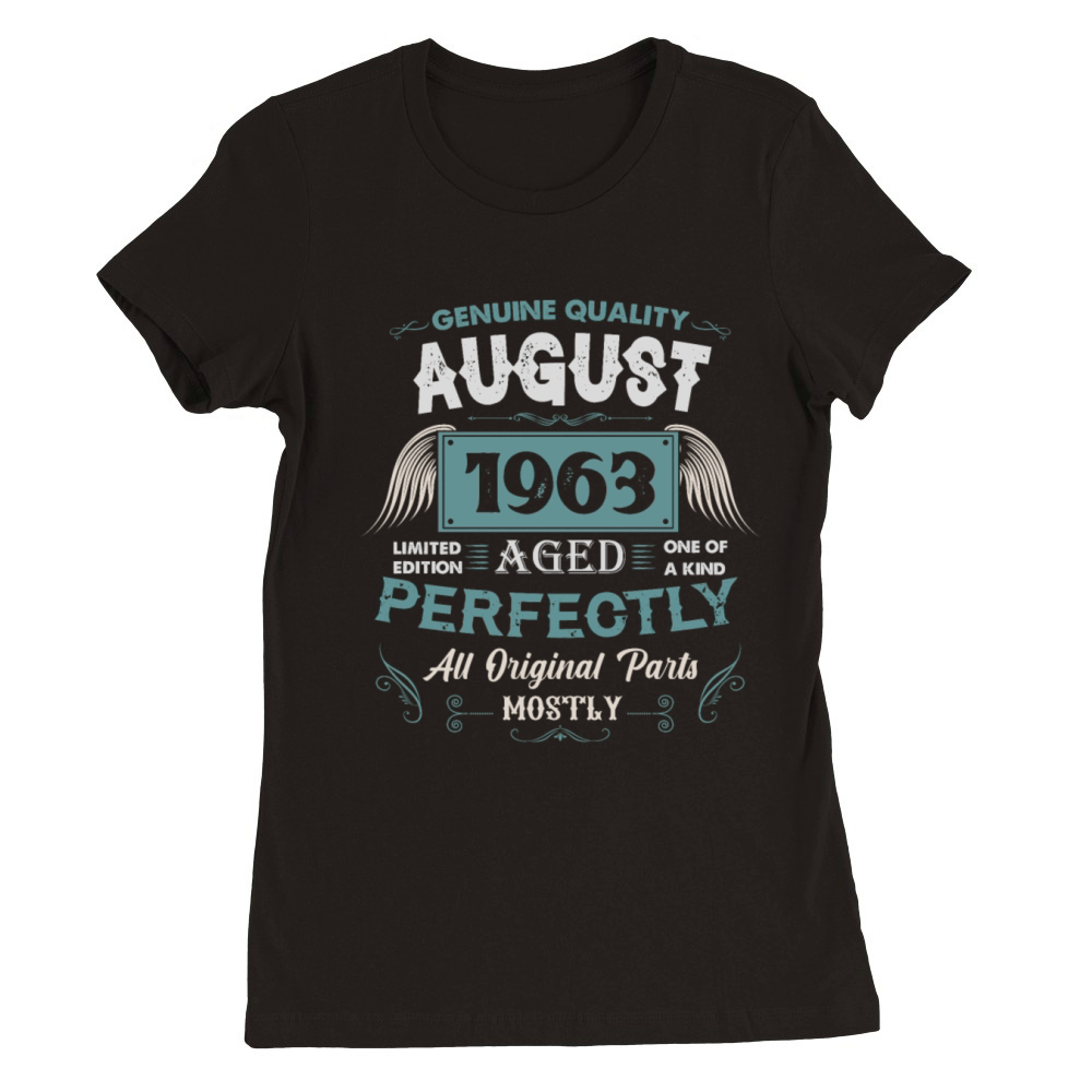 August 1963 Vintage Birthday Present Premium Womens Crewneck T-shirt
