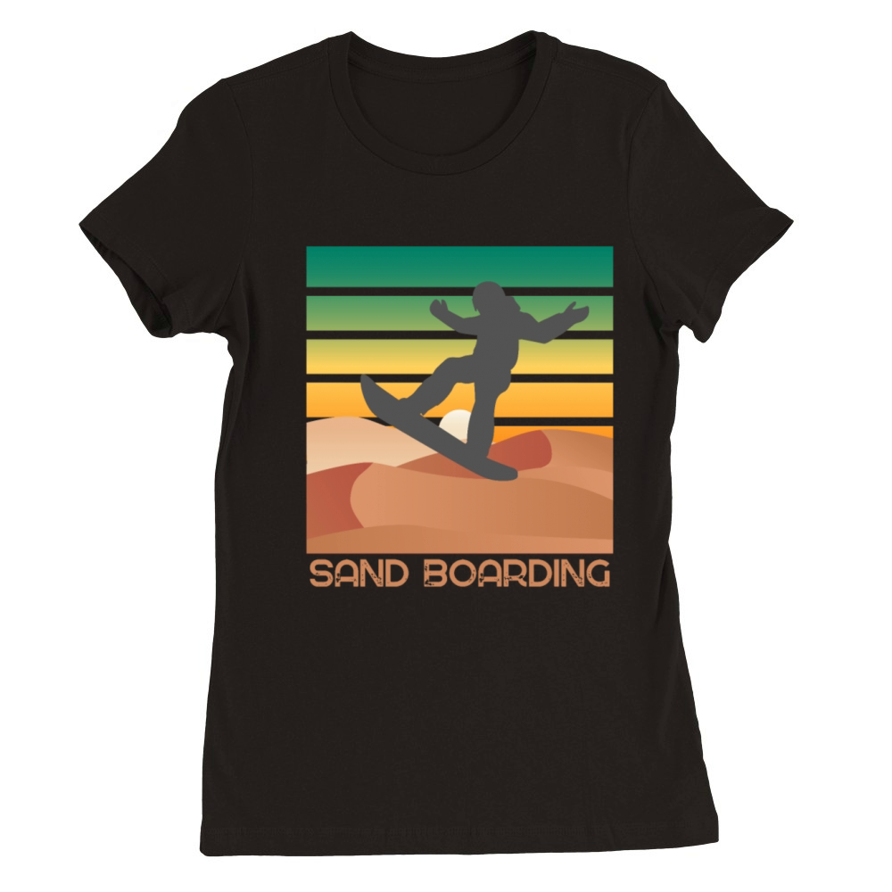 Retro sunset sandboarding lover desert sports Premium Womens Crewneck T-shirt
