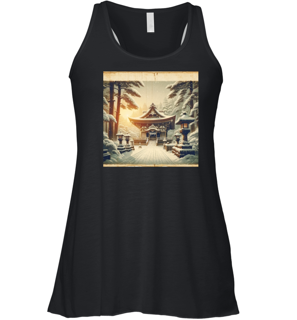 Classic Temple Shrine Scenery Papyrus Scroll Women's Flowy Tank Top