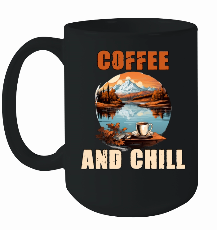 Coffee And Chill Vintage Mountain Nature Scene Ceramic Mug