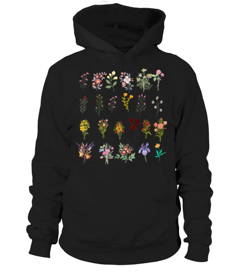 Retro Wildflowers Floral design Hoodie Unisex