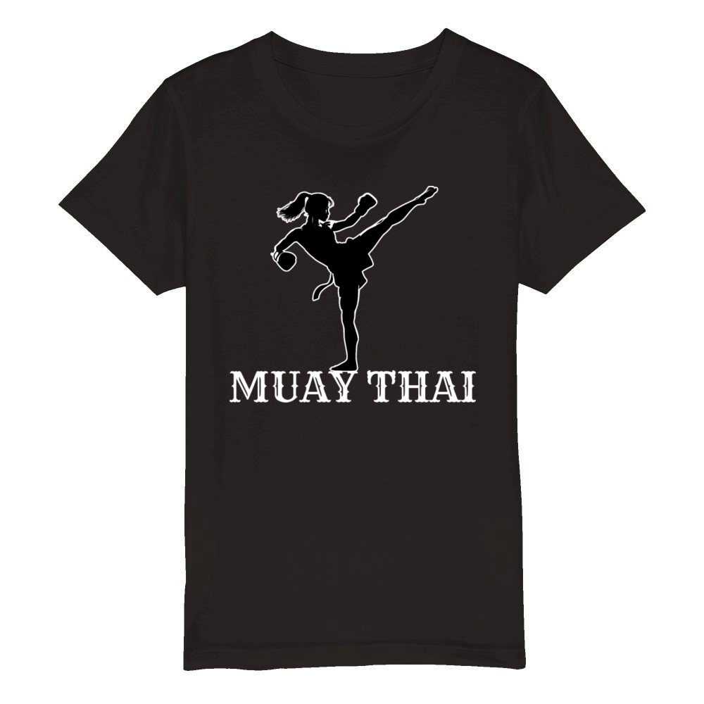 Muay Thai Woman Organic Kids Crewneck T-shirt
