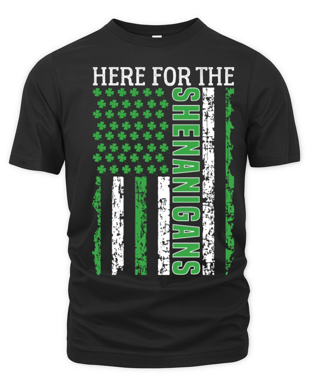 Here For The Shenanigans American Flag St Patrick Organic Unisex T-shirt