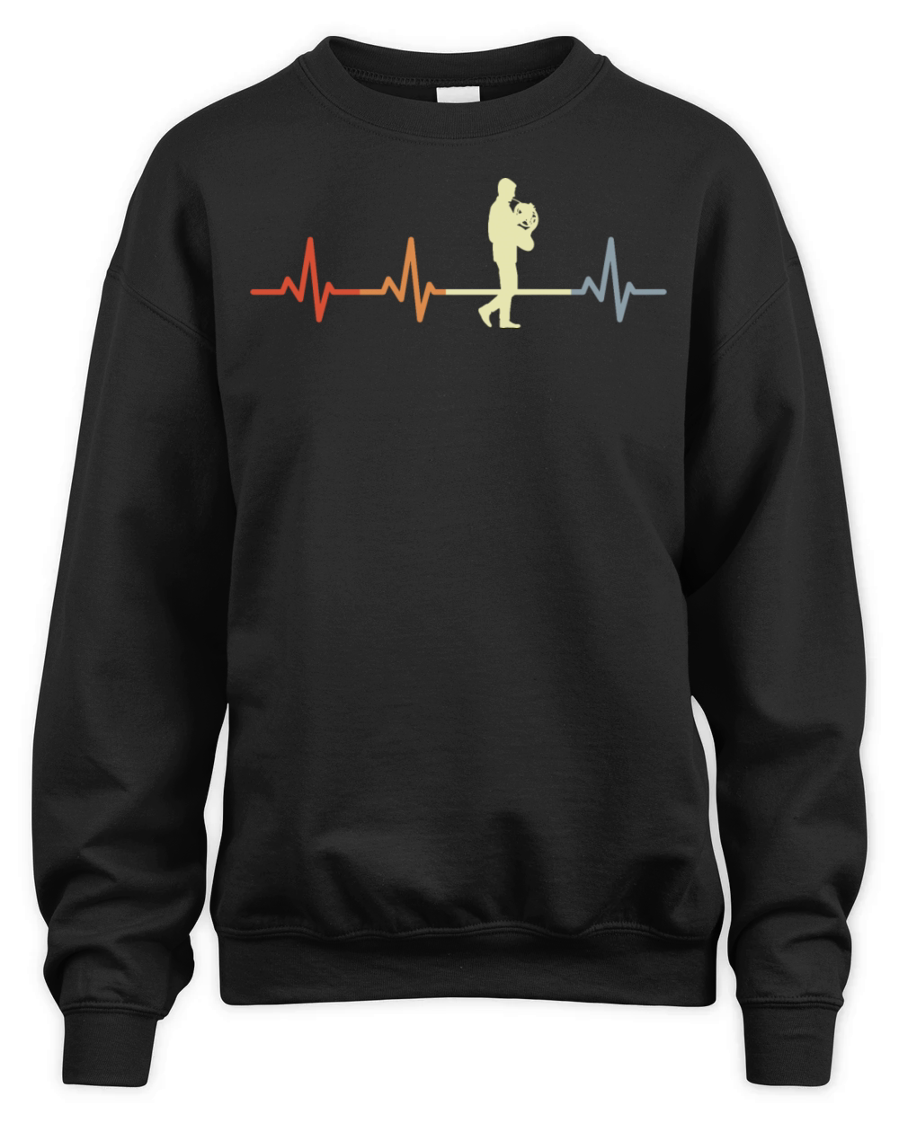 Vintage French Hornist Heartbeat Unisex Premium Crewneck Sweatshirt
