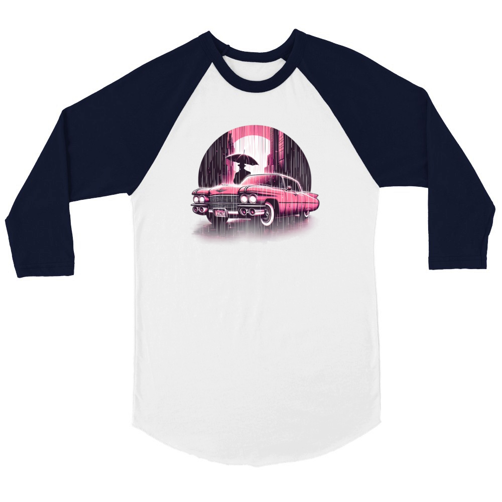 Pink cadillac Unisex ¾ sleeve Raglan T-shirt