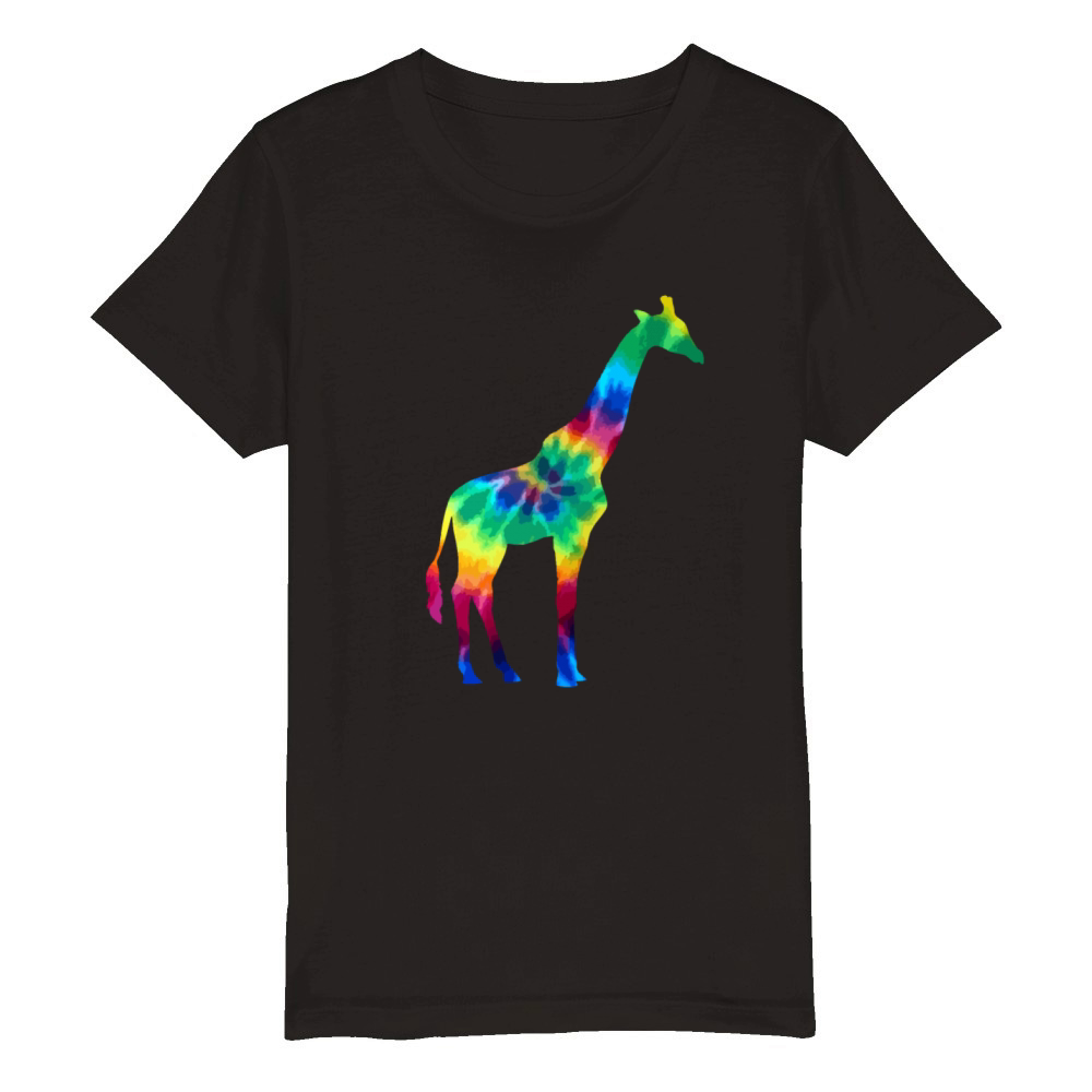 Giraffe Tie Dye Animal Gift Organic Kids Crewneck T-shirt