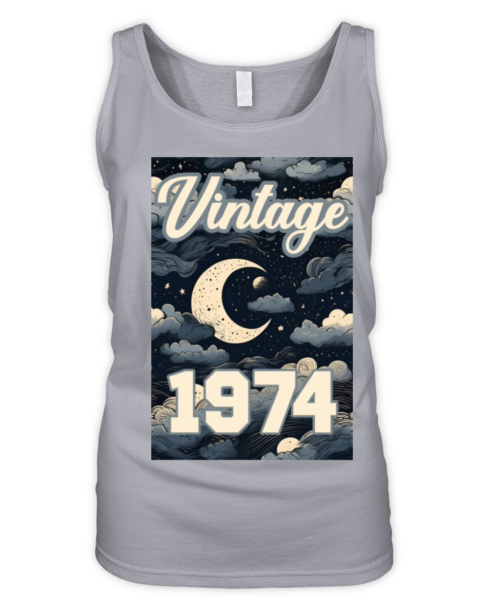 vintage 1974 moon art style painting dark moon Organic Women's Tank Top