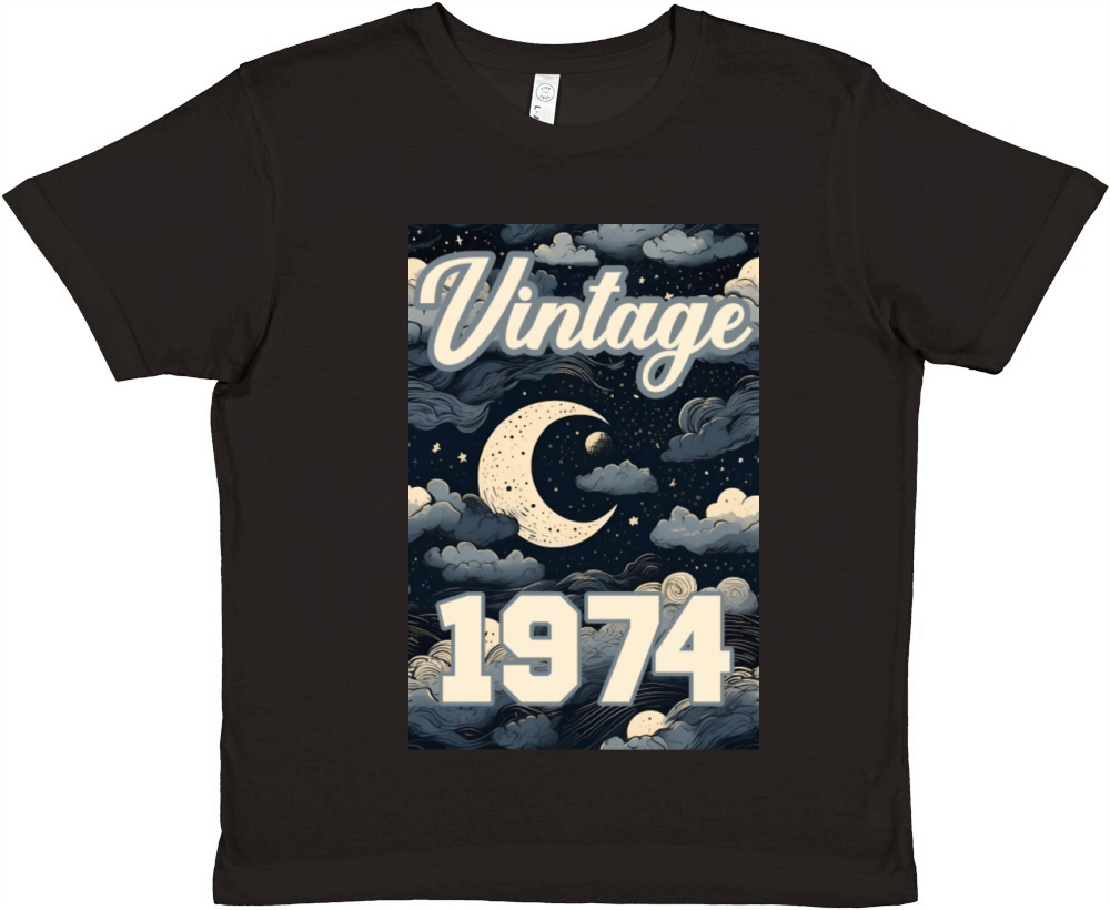 vintage 1974 moon art style painting dark moon Premium Kids Crewneck T-shirt
