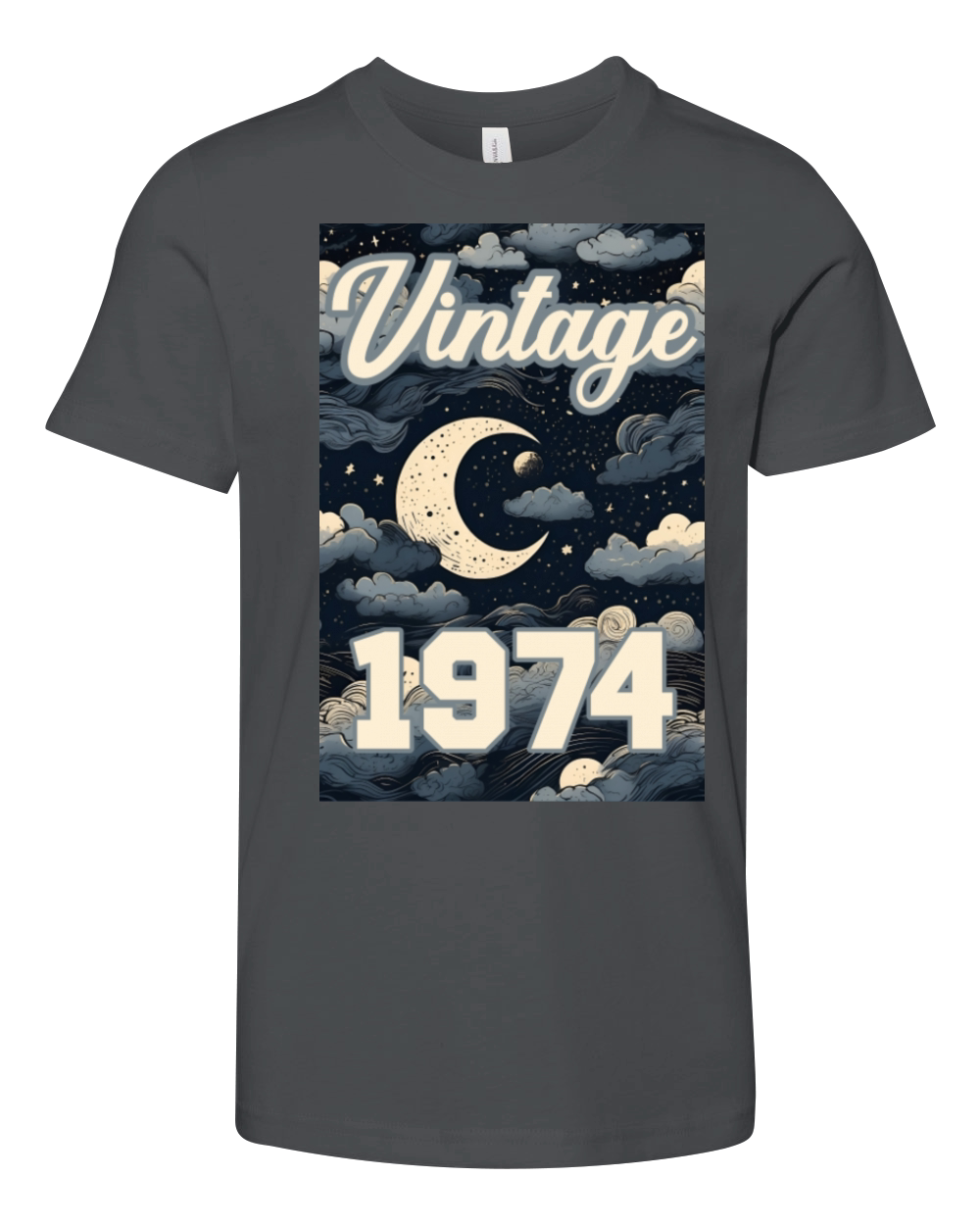 vintage 1974 moon art style painting dark moon Youth Unisex Jersey Tee