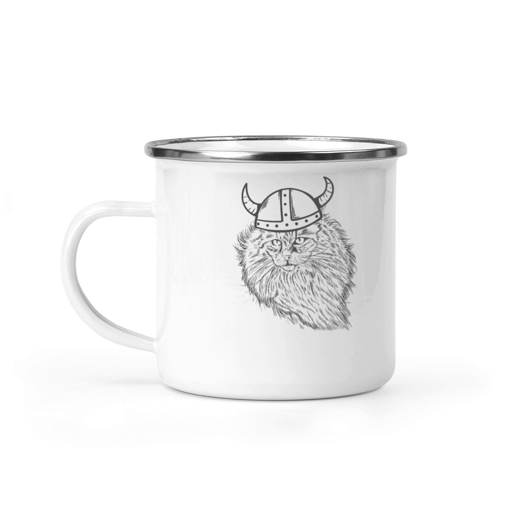 Norwegian Forest Cat with Viking Helmet Camping Mug