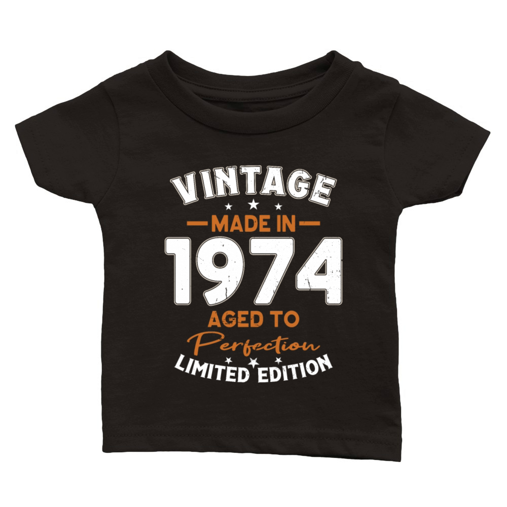 50th birthday vintage 1974 made in 1974 Classic Baby Crewneck T-shirt