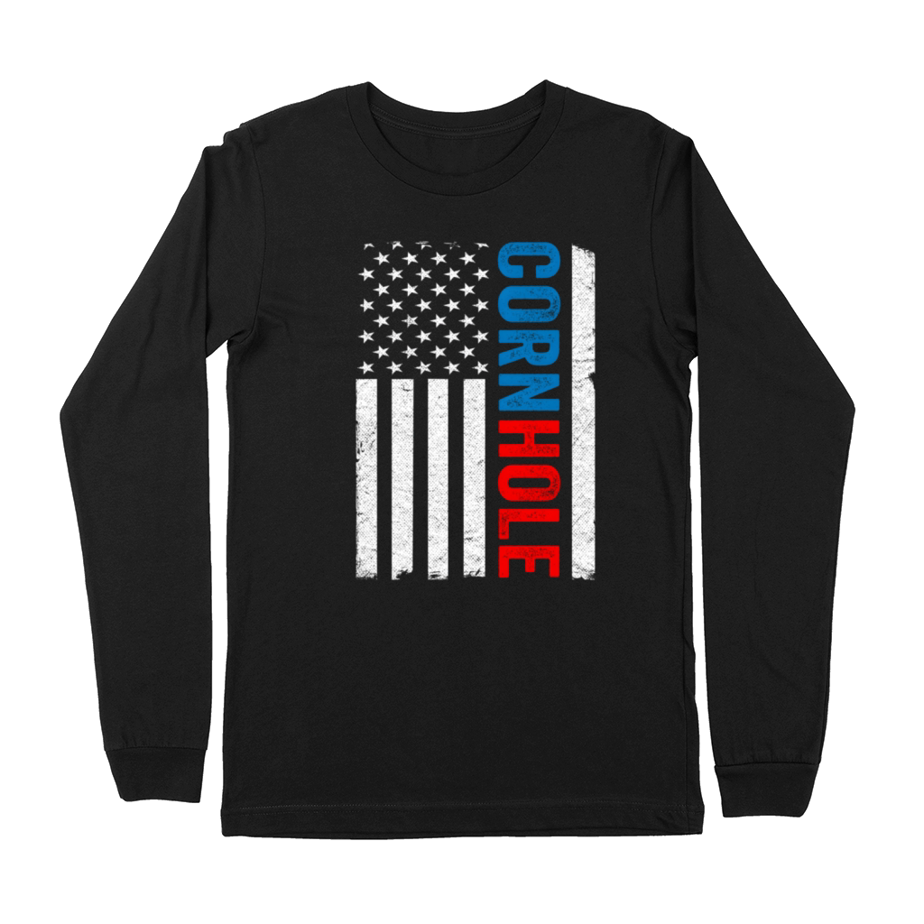 Us American Flag Corn Hole Bean Bag Toss Player Co Premium Long Sleeve