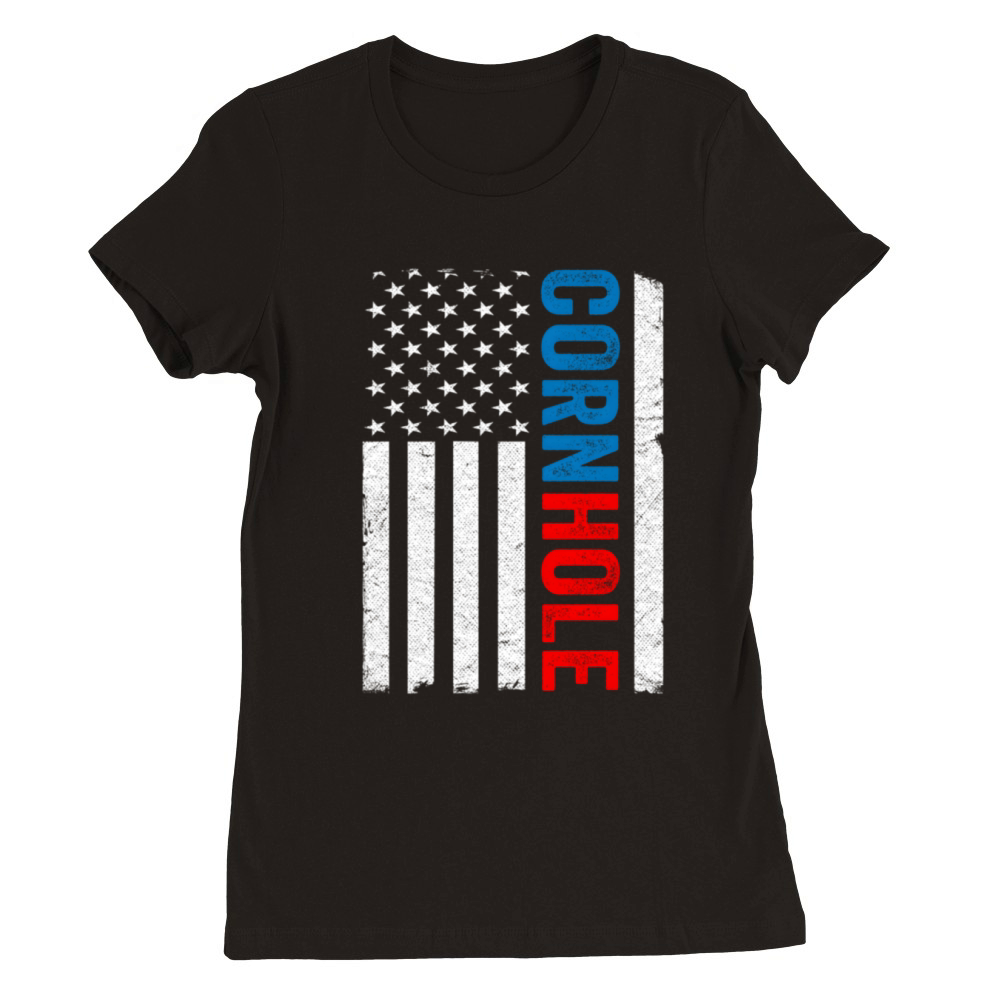 Us American Flag Corn Hole Bean Bag Toss Player Co Premium Womens Crewneck T-shirt