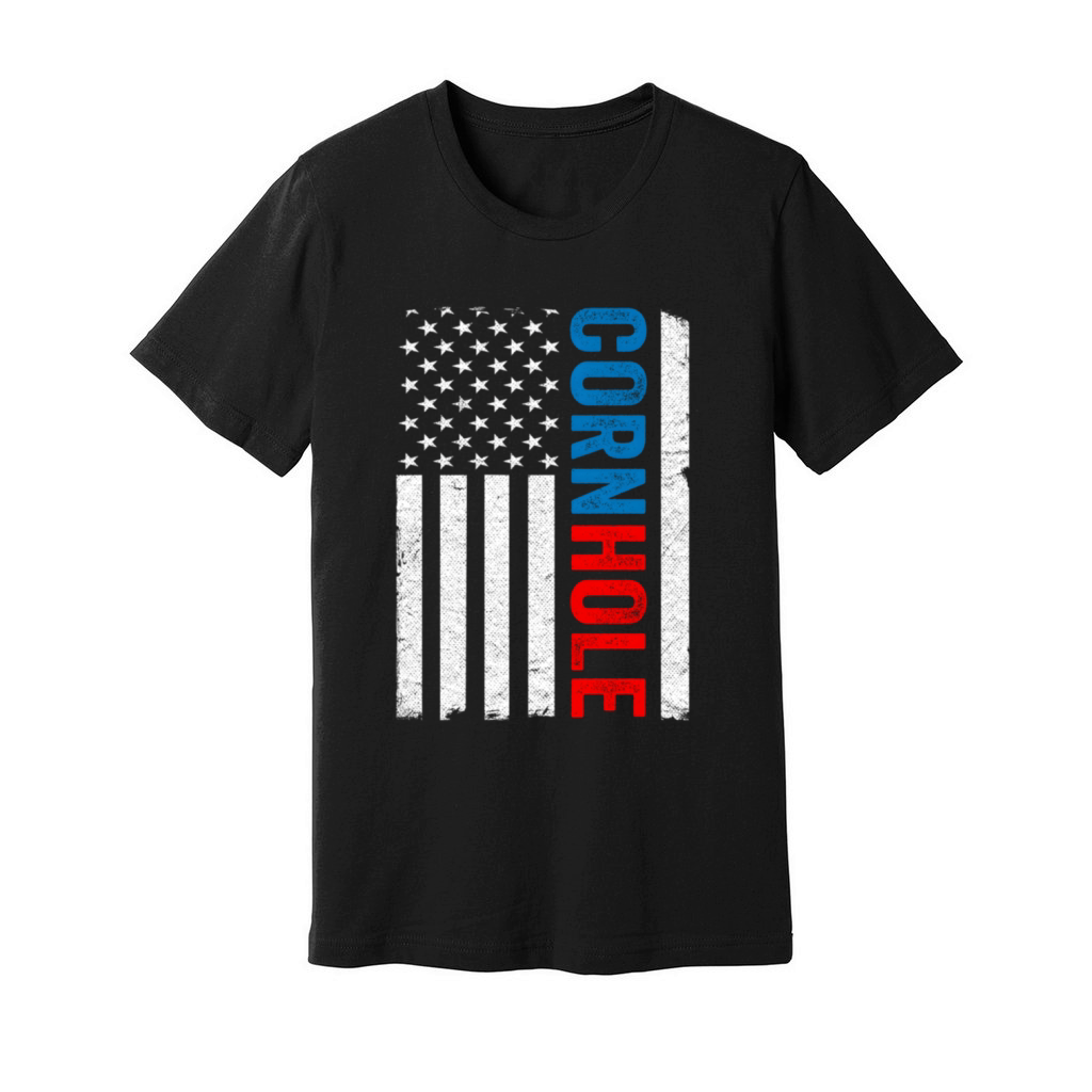 Us American Flag Corn Hole Bean Bag Toss Player Co Unisex Jersey Tee