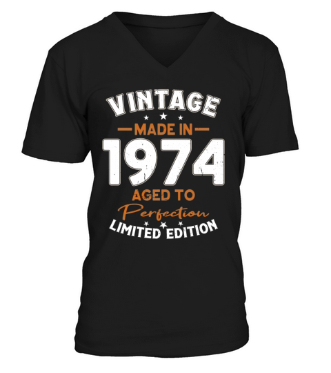 50th birthday vintage 1974 made in 1974 V-Neck T-shirt