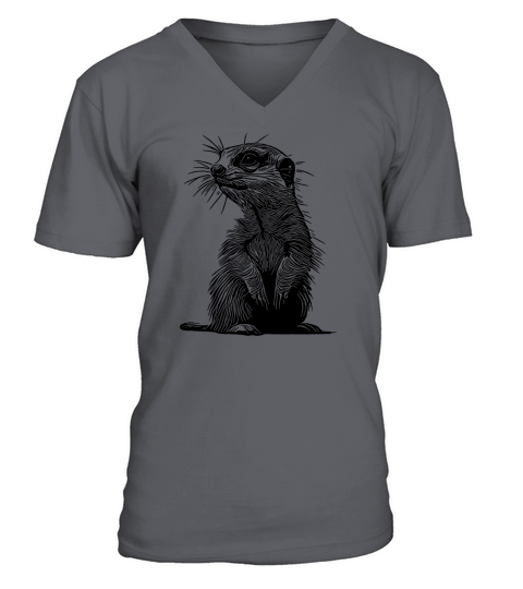 Cute Meerkat With Fur And Horizontal Stripes V-Neck T-shirt