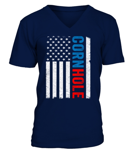 Us American Flag Corn Hole Bean Bag Toss Player Co V-Neck T-shirt