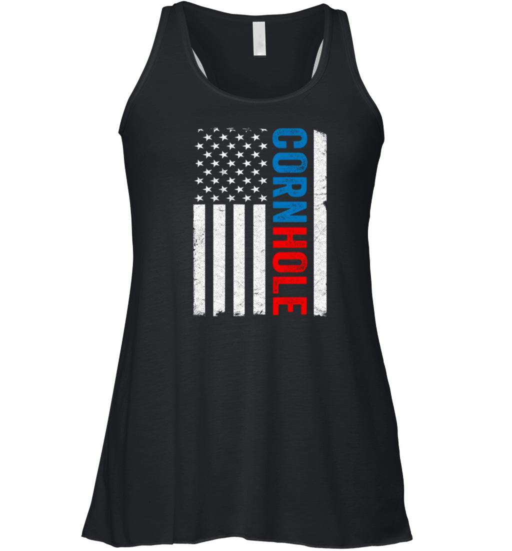 Us American Flag Corn Hole Bean Bag Toss Player Co Women's Flowy Tank Top