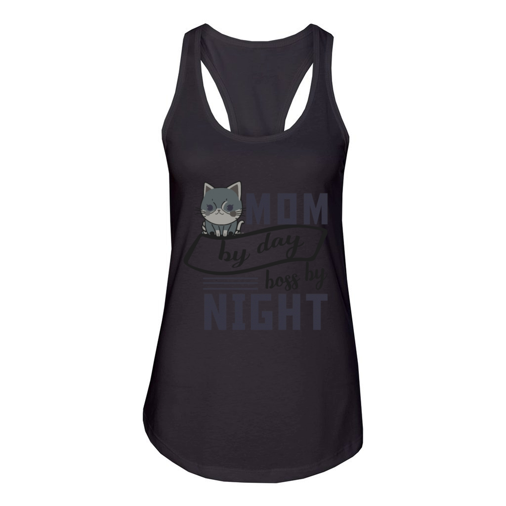 Mom By Day Boss By Night Women's Racerback Tank