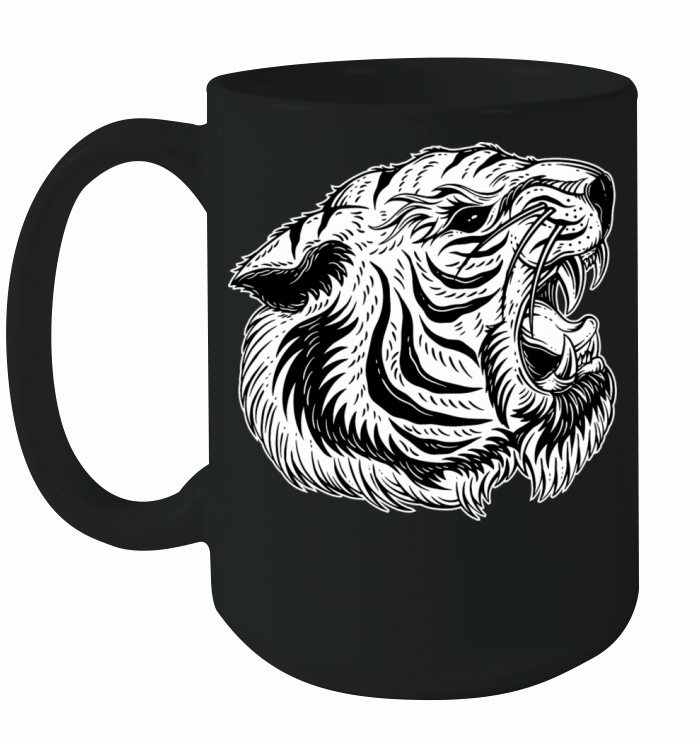 Angry Dark Tiger Artwork Ceramic Mug