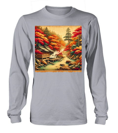 Classic Scenery Papyrus Scroll Onsen Japanese Art Long sleeved Unisex
