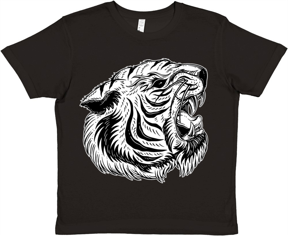 Angry Dark Tiger Artwork Premium Kids Crewneck T-shirt