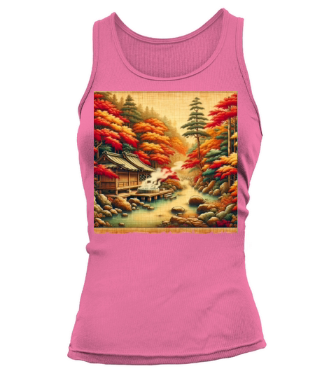 Classic Scenery Papyrus Scroll Onsen Japanese Art Tank top Woman