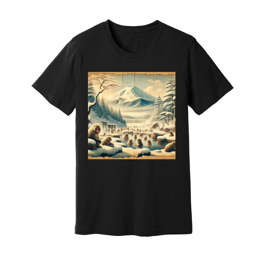 Vintage Animal Macaque Winter Monkey Japanese Art Unisex Jersey Tee