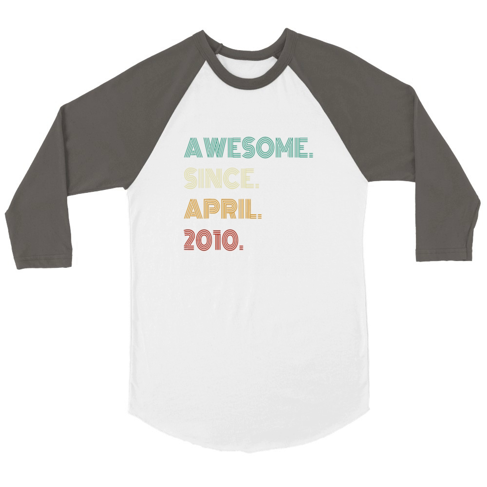 13 Years Old Awesome Since April 2010 13th Birthda Unisex ¾ sleeve Raglan T-shirt