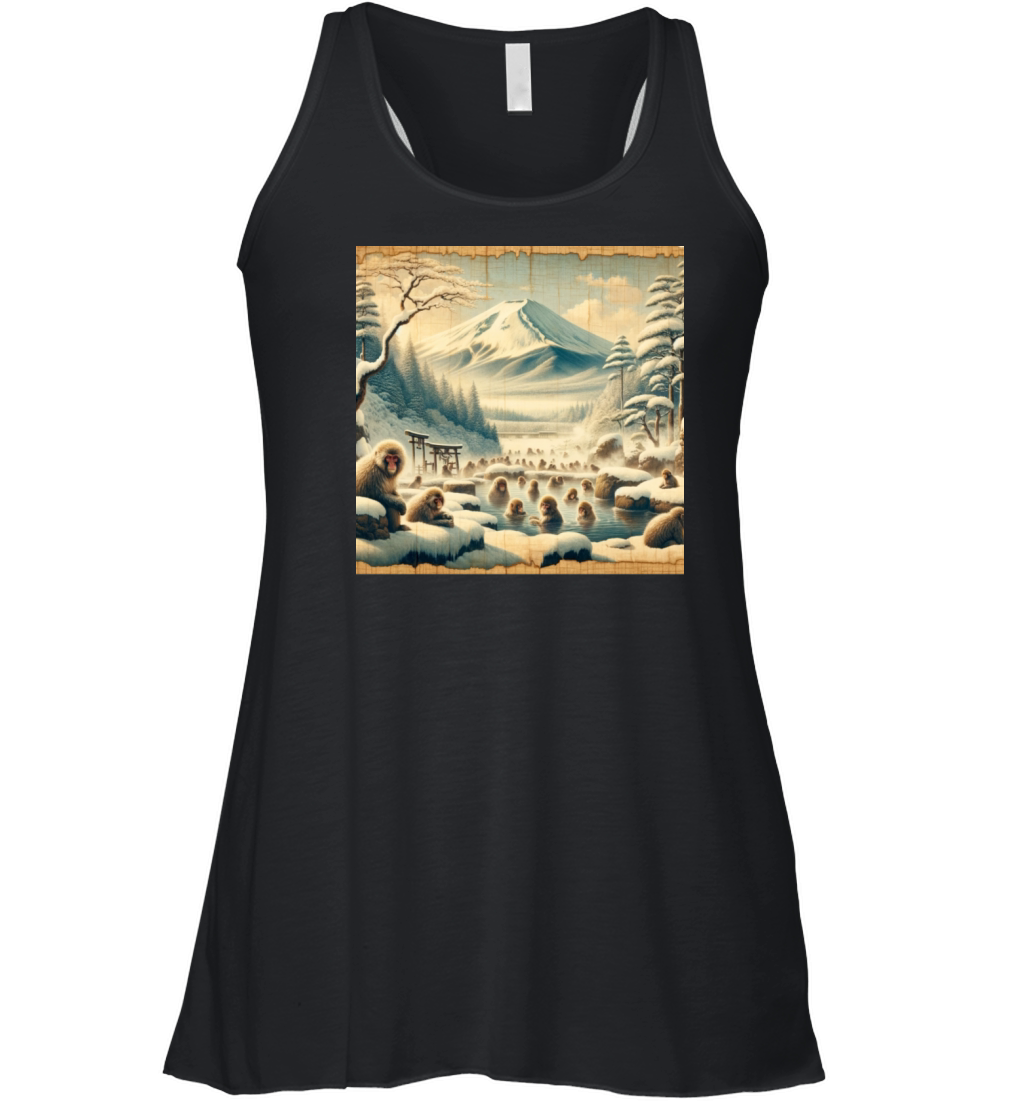 Vintage Animal Macaque Winter Monkey Japanese Art Women's Flowy Tank Top